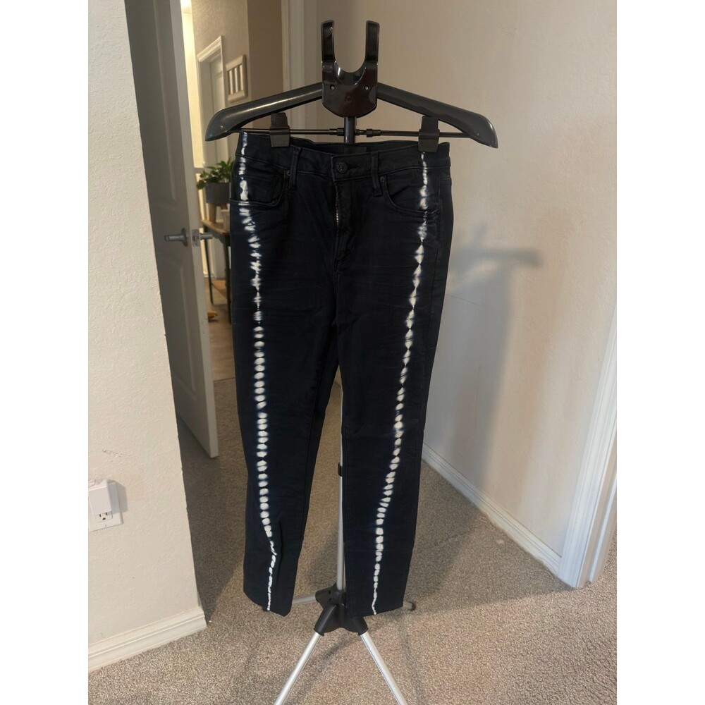 Driftwood Jackie High Rise Black Denim with Tie Dye Stripes Women’s Size 27
